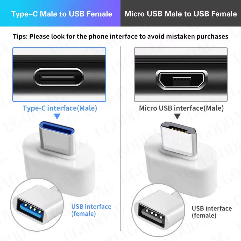 OTG Type C to Usb Adapter 2.0 Micro Usb Phone Adapter Usbc Smartphone Laptops to Usb Mouse Gamepad Flash Disk Otg Plug