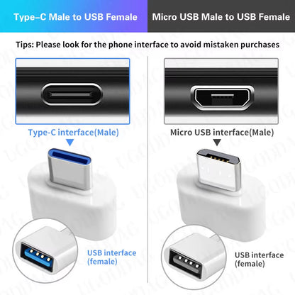 OTG Type C to Usb Adapter 2.0 Micro Usb Phone Adapter Usbc Smartphone Laptops to Usb Mouse Gamepad Flash Disk Otg Plug