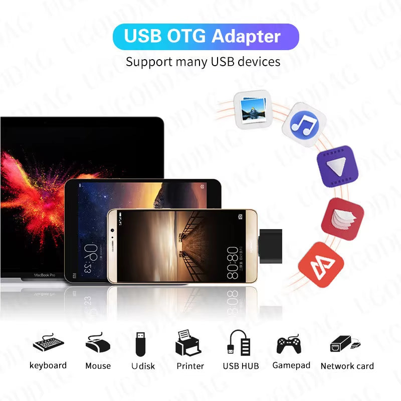 OTG Type C to Usb Adapter 2.0 Micro Usb Phone Adapter Usbc Smartphone Laptops to Usb Mouse Gamepad Flash Disk Otg Plug